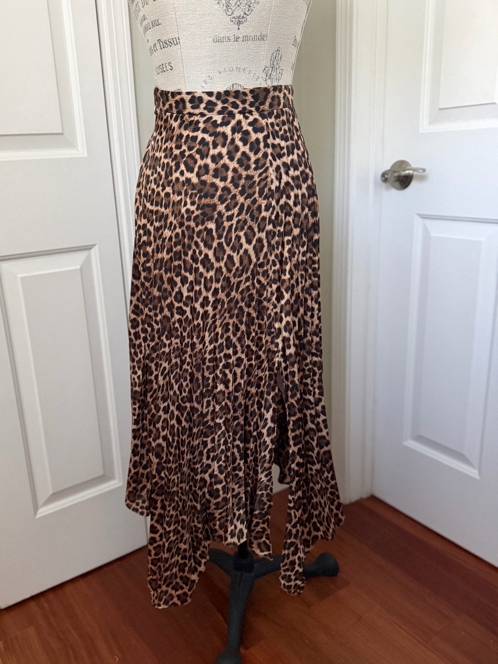 Zara Leopard-Print Asymmetrical Midi Skirt - Brown & Black